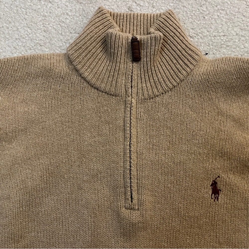 Ralph Lauren Men's Camel Zip-Up Sweater - Picture 3 of 6